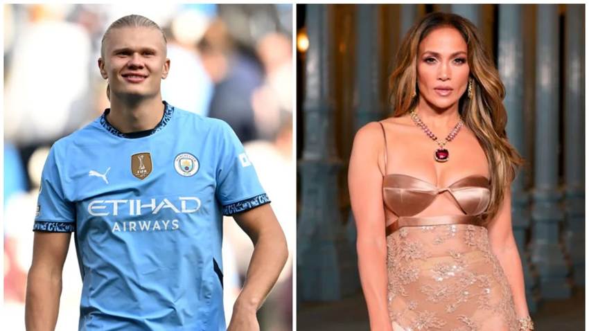 El inesperado encuentro entre Erling Haaland y Jennifer Lopez que llamó la atención en Italia
