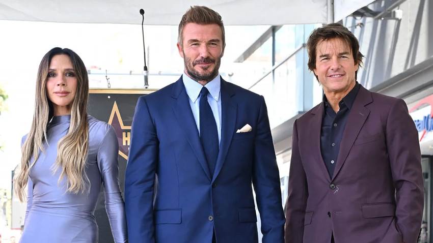 Con Victoria Beckham y Tom Cruise a su lado, David Beckham recibe su estrella en Hollywood