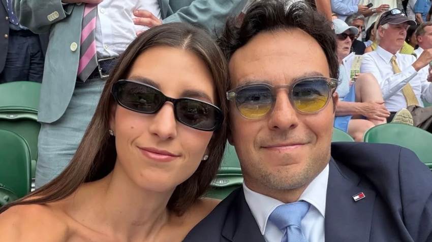 Sergio 'Checo' Pérez disfruta Wimbledon junto a Carola Martínez y su hijo; así fue su encuentro con Jannik Sinner