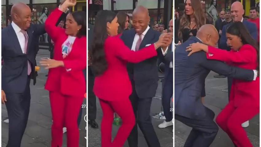 Francisca Lachapel y el alcalde de Nueva York bailan al ritmo de merengue en Times Square