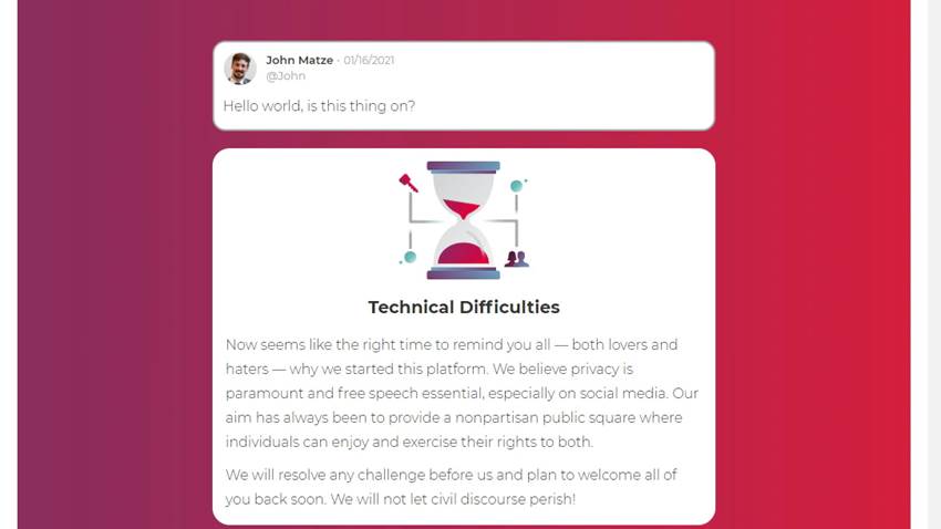 Parler reaparece parcialmente con apoyo de empresa rusa