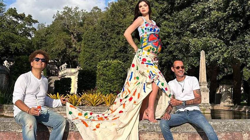 Marc Anthony plasma su arte en el cuerpo de Nadia Ferreira