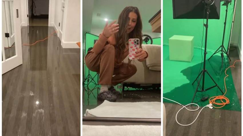 Thalía sufre la inundación de su mansión por fuertes lluvias