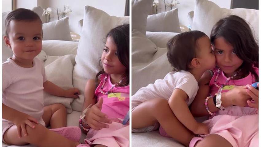 Bella Esmeralda, la bebé de Cristiano Ronaldo y Georgina Rodríguez, llena de besos a su hermana mayor