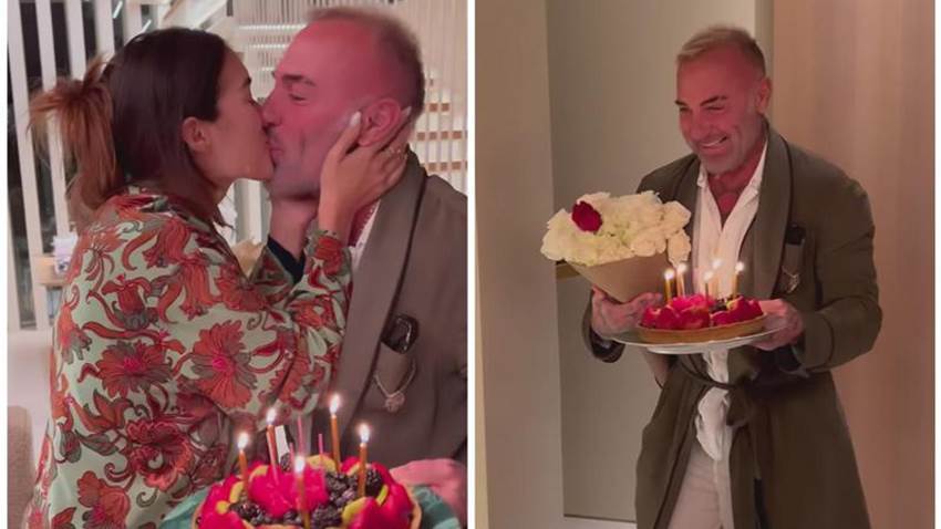 Enamorado y en pijama, así sorprendió Gianluca Vacchi a Sharon Fonseca por su cumpleaños